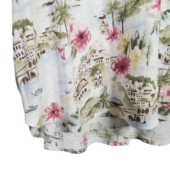 Cynthia Rowley Size 3X Shirt Island Village Tropical Tee Pullover Tunic Cotton - Picture 6 of 7
